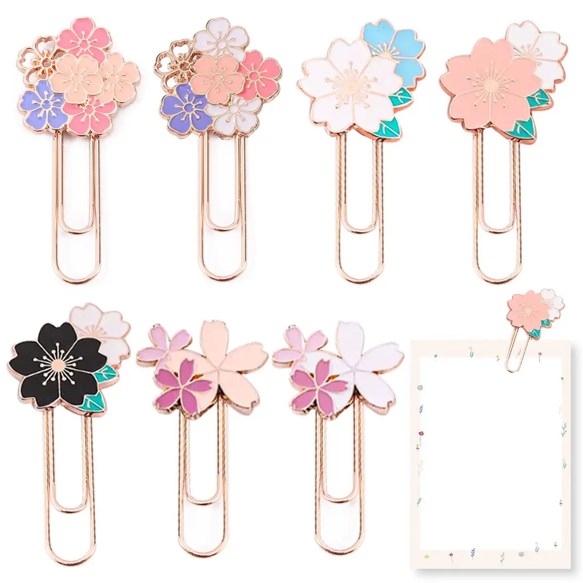 7-Pcs Corrosion Resistant Cartoon Cherry Metal Paper Clips (2.48*1.26in Large Size) - Cute Bookmarks, Colorful Desk Stationery, Specialty Kitchen Utensils, Ideal Present for Friends & Teachers
