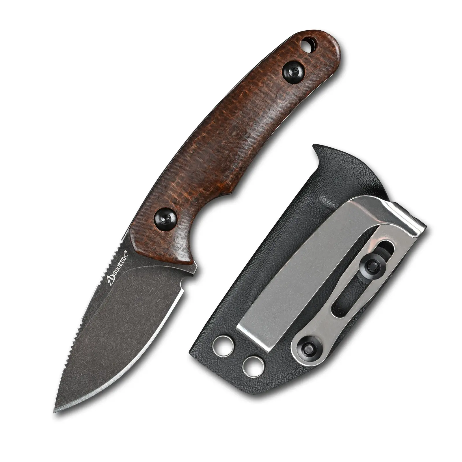 Fixed Blade Utility Knife with 2.11" DC53 Steel Stone Wash Blade and Micarta Handle, Compact EDC Outdoor Survival Equipment with Kydex Sheath, Durable Steel Tool, Edc Gear, Emergency Survival Kit Supplies, Tools And Gadgets, Work Tools