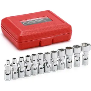 12PCS 1/4" Drive Flex Set, Metric, 5mm to 15mm, 6-Point, CR-V, Swivel Head, 360 Degree Access