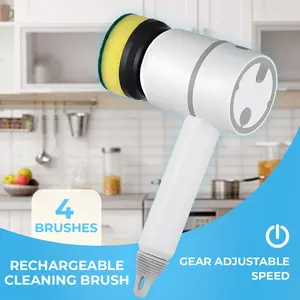 Electric Spin Scrubber-Powerful Electric Scrub Brush – 5 Replaceable Heads for Home Use