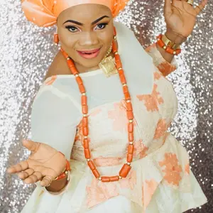 Nigerian Wedding Natural Coral Beads Jewelry Set for Men and Women, Beautiful Necklace, Nigeria Bridal Costume Design