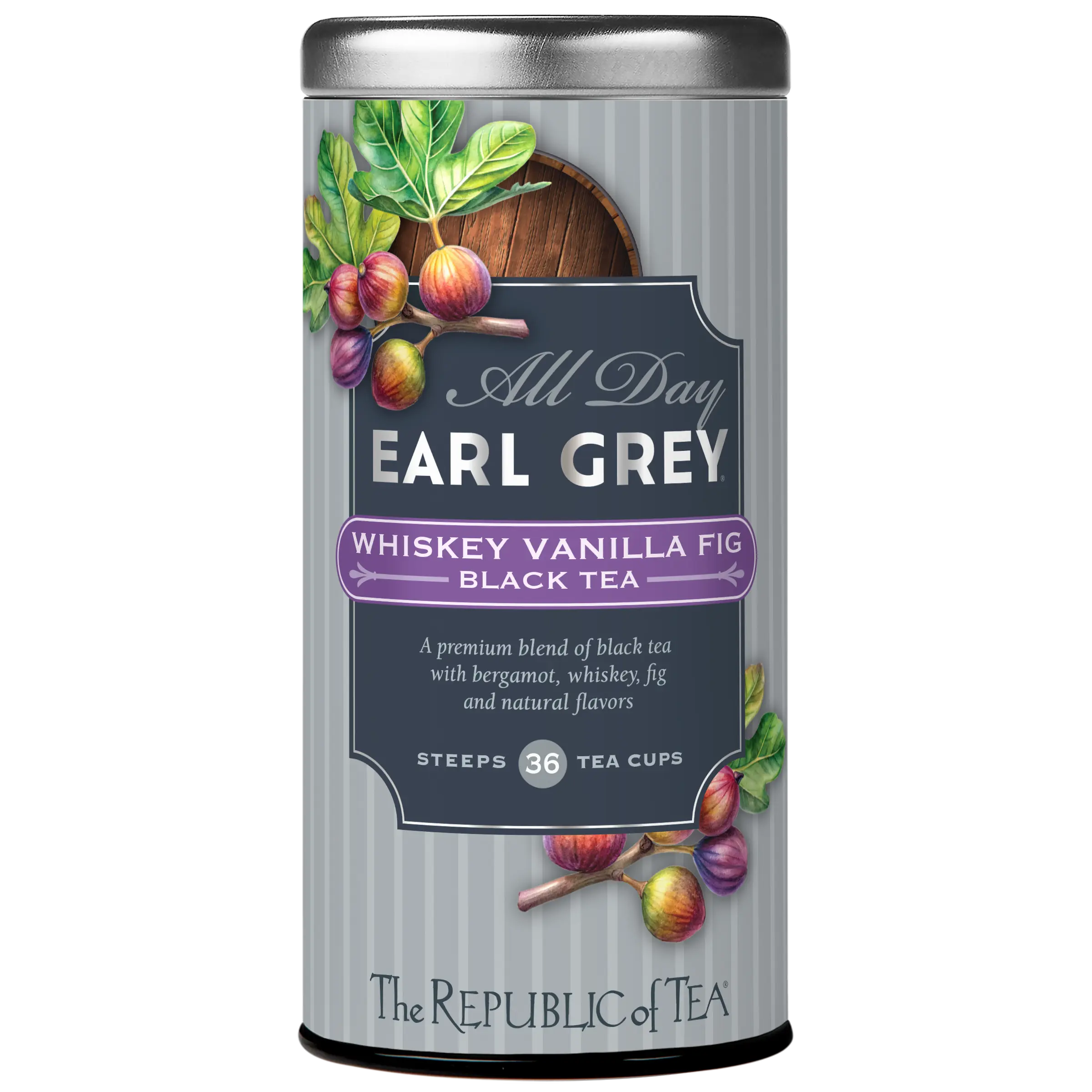 The Republic of Tea – All Day Earl Grey Whiskey Vanilla Fig Black Tea, Naturally Caffeinated, 36 Tea Bags