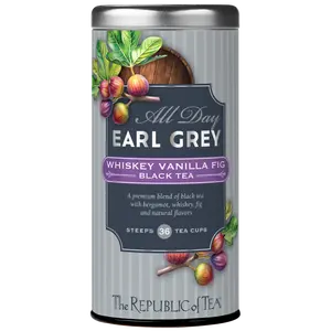 The Republic of Tea – All Day Earl Grey Whiskey Vanilla Fig Black Tea, Naturally Caffeinated, 36 Tea Bags