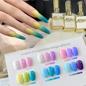 XEIJAYI 6Pcs 15ml - A/W Trending Thermal Color-Changing Nail Gel, Temperature-Reactive Polish With LED-Curable Glossy Finish, Professional Salon Art Tool For Women, Fashion Solid Color Gel For Salon-Quality Manicures