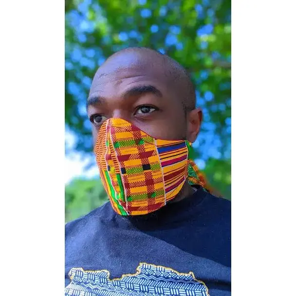 Meji Kente African Print Reversible Mask-DP3227PM | African Fashion | Dupsie's
