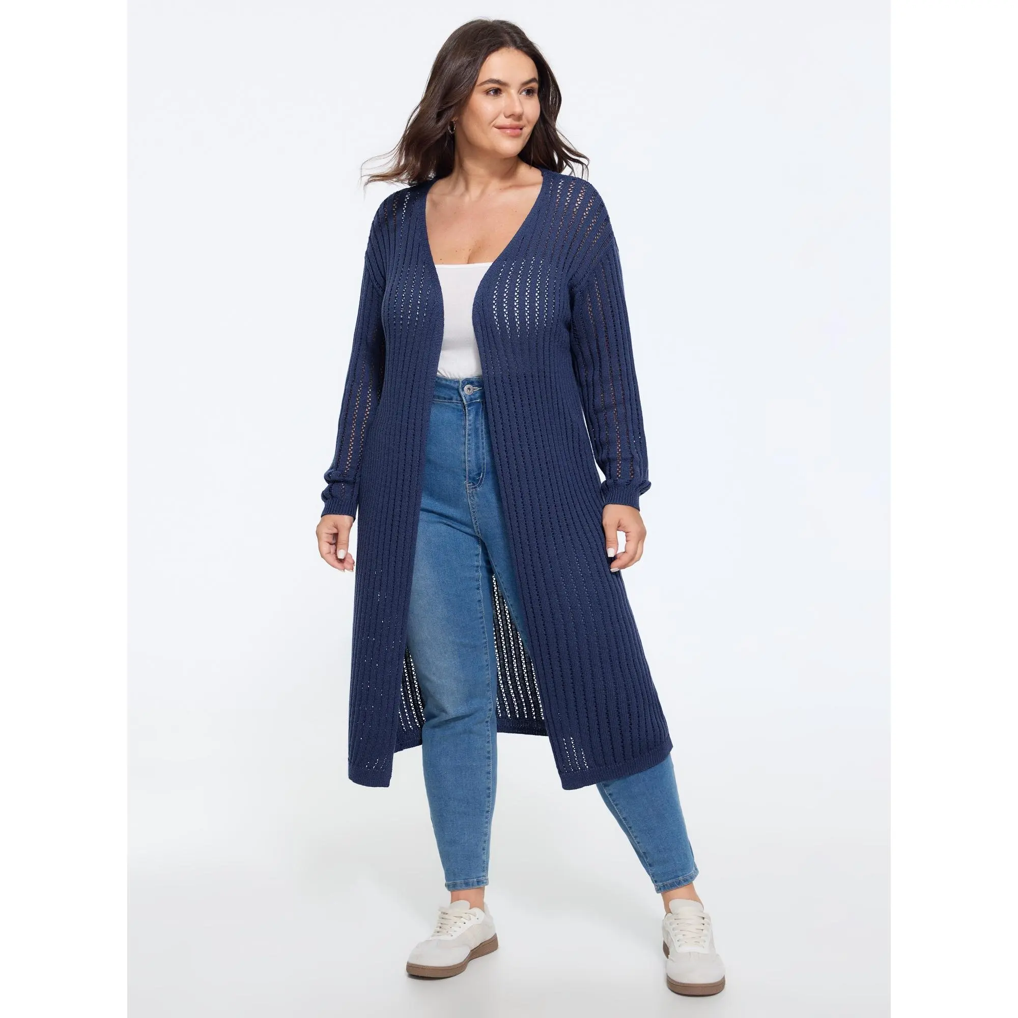 BLOOMCHIC Plus Size Textured Cut Out Open Front Long Cardigan[M-6X] 2026 Summerfinds