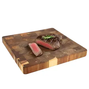 MegaChef 13.75 Inch Square Thick Acacia Wood Serving Butcher Cutting Board