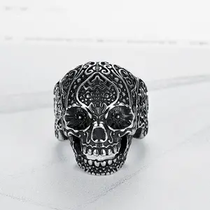 1 Pcs European and American Light Luxury Domineering Skull Retro Punk Versatile Stainless Steel Ring