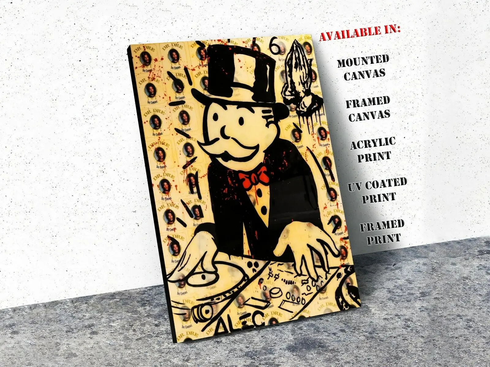 Alec Monopoly Dj Monopoly Art Print | Mounted Canvas | Framed Canvas |Acrylic