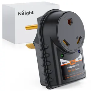 Nilight 30 Amp RV Surge Protector 125V/3750W Adapter Plug with LED Indicator 30amp 1050 Joules 22500A Max Spike ETL Listed TT-30P TT-30R Power Guard for Camper Trailer