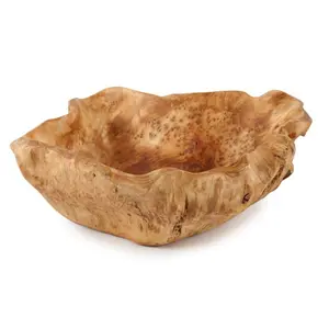 Wooden Bowl Handmade Storage Natural Root Wood Crafts Bowl Fruit Salad Serving Bowls L12" x W10" x H4.5"