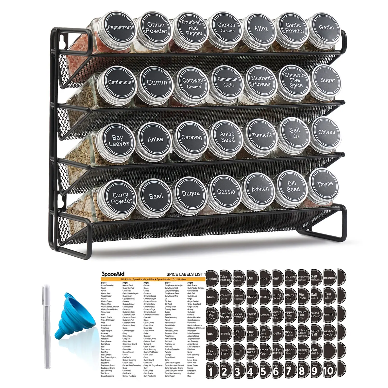 SpaceAid® Cabinet Spice Rack Organizer Space Saving Wire Metal Spice Organizer with 28 Jars SpaceAid® Cabinet Spice Rack Organizer Space Saving Wire Metal Spice Organizer with 28 Jars