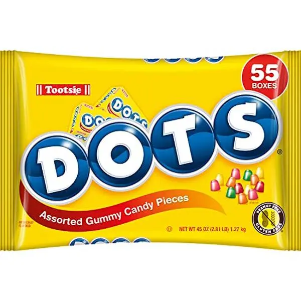 DOTS Individually Wrapped Candy - Original Gummy Candy 55 ct Mini Candy Boxes - Flavors Cherry, Lime, Orange, Lemon & Strawberry - Gluten Free, Kosher & Peanut Free Gumdrops