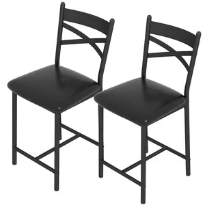 Set of 2 Modern Bar Stools, Counter Height Bar Chairs with Backrest & Footrest, Upholstered Large Seat Island Stool, Metal Frame Barstools for Kitchen Island, Dining Room