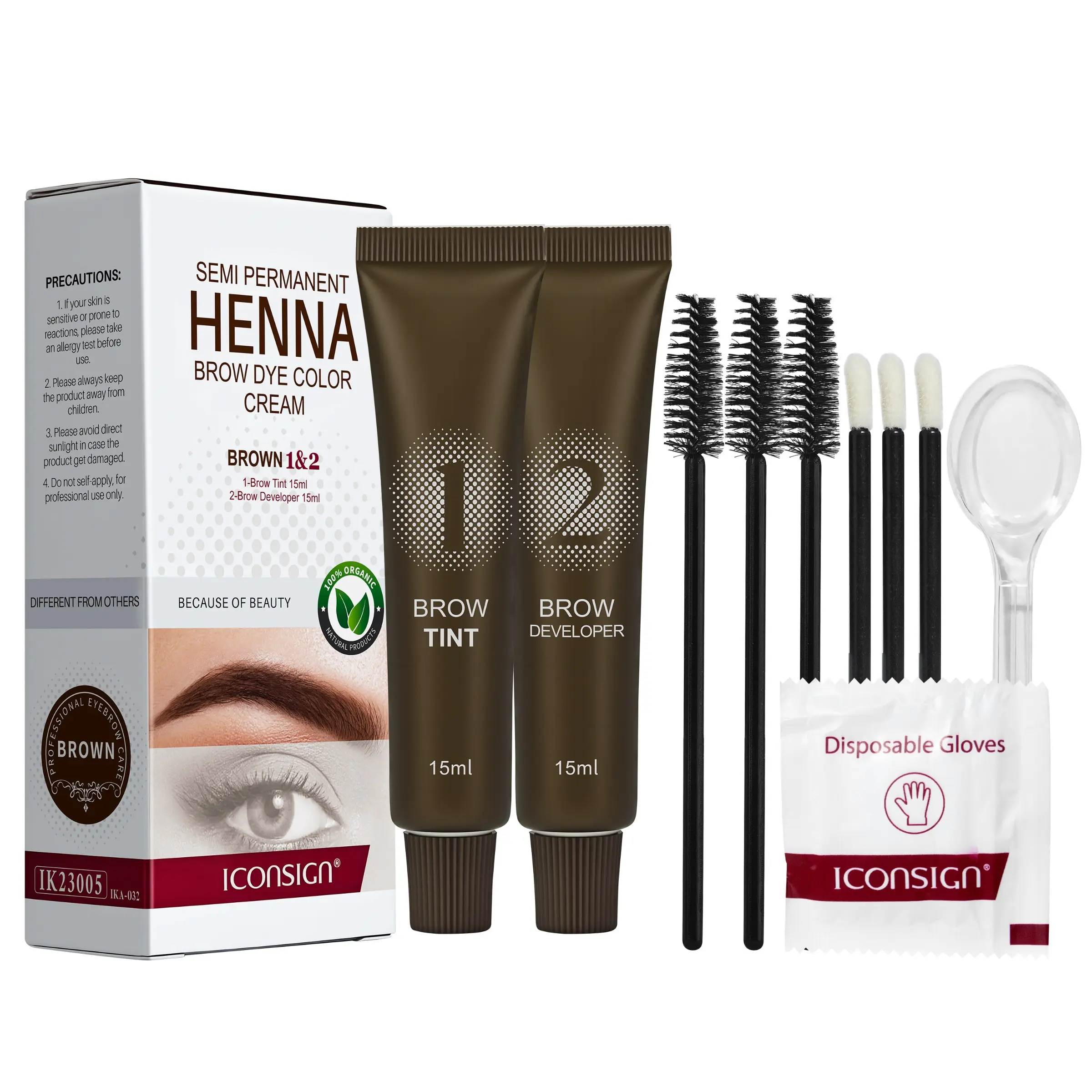 Eyelash and Eyebrow Dyeing Kit, Professional Henna Semi-Permanent Color Tint Set, Brow Stain, Long-Lasting Lash and Brow Hair Dye for Women and Girls