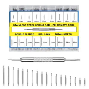 360 count 8-25mm Watch Band Pins, Diameter 1.5mm Watch Band Spring Bar Link Pins with Strap Link Pin Remover Tool, Watch Repair Kit for  Kinds of Stainless Steel Watch