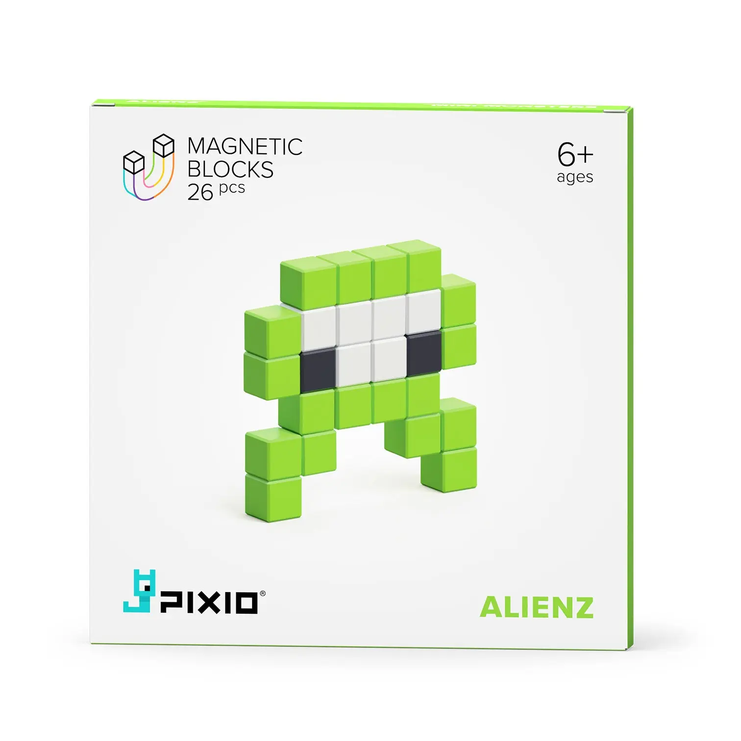 PIXIO Mini Monster Alienz - 26 Magnetic Blocks in 3 Colors | Magnetic Building Toy & STEM Construction Set + Free App