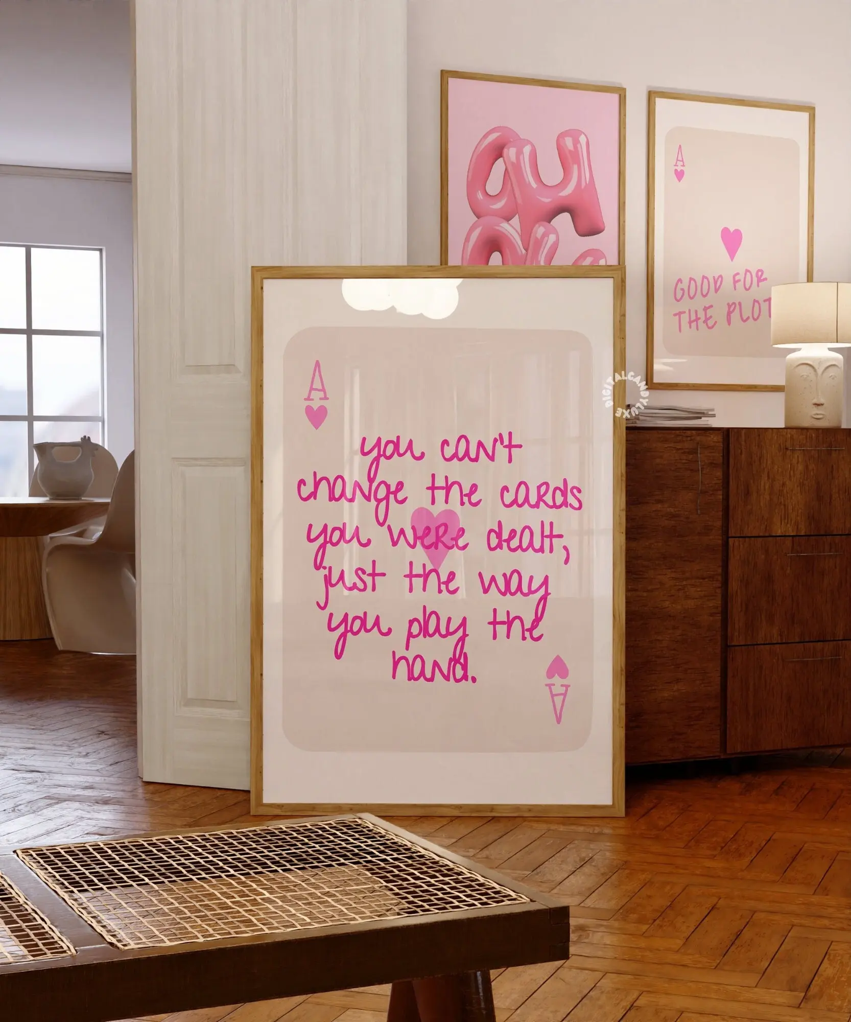 Ace Card Print Trendy Wall Art Prints Pink Wall Art Digital Prints Bar Cart Decor Wall Prints Retro Girly Bedroom Printable Art Cute Posters