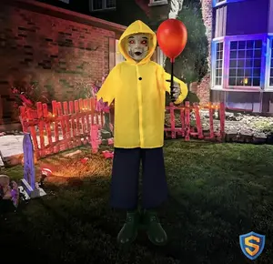 Halloween Decorations Outdoor - Life Size Halloween Animatronics Prop with Sound & Touch Activated Sensor and Light Up Balloon - Spooky Scary Decor for Home Indoor Garden Lawn Yard Grave Party Decoratie Light Family Easy Use Human Movie Prank Patio