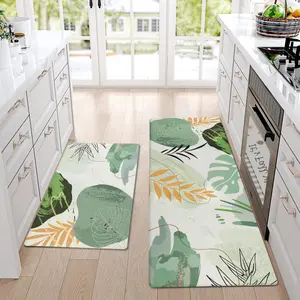 Kitchen Rugs Sets of 2 Cushioned Anti  Kitchen Mats Sets 2 count Kitchen Floor Mats Green Non Slip  Standing Mat for Kitchen,Sink,Office