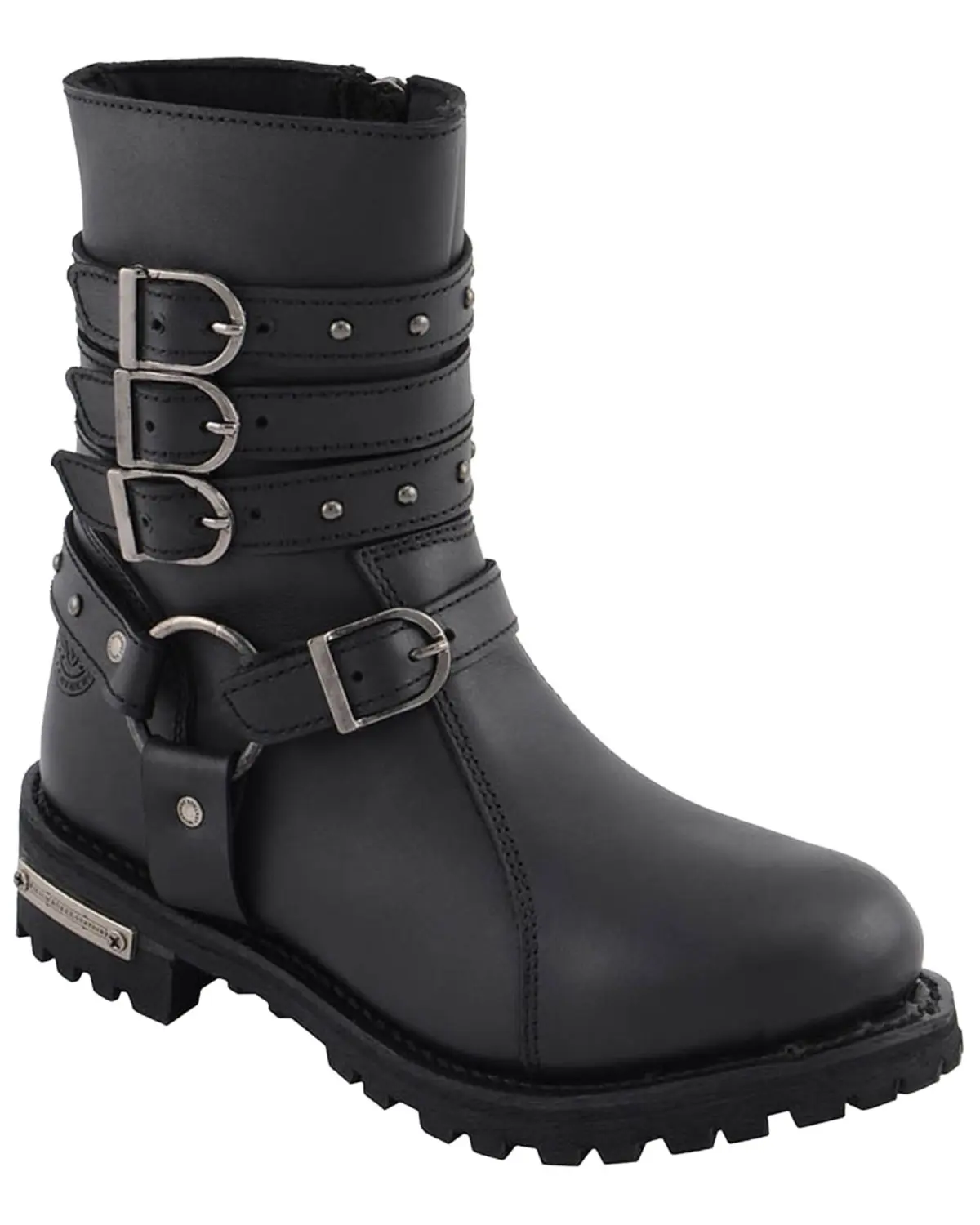 Milwaukee Leather Women's Women'S Triple Buckle Harness Moto Boot Round Toe - Mbl9399