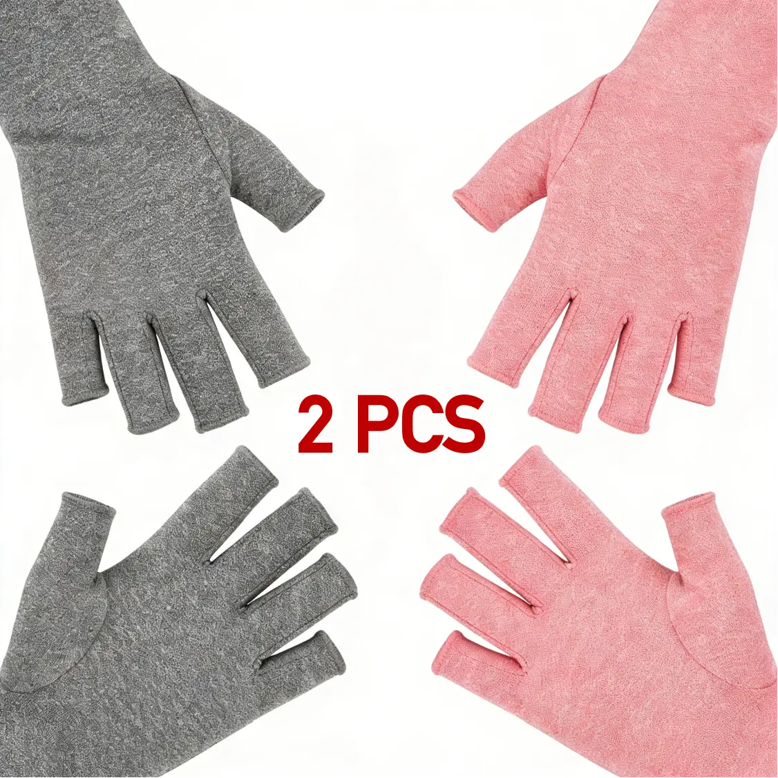Embercraft 2 Pairs Compression Gloves for Arthritis Pain Relief Fingerless Design for Typing & Daily Tasks Supportive Breathable Fabric Ideal for Carpal Tunnel Hand Fatigue Joint Care Healthcare Golf