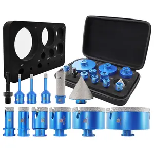 Diamond Core Drill Bit Set - 6/6/8/20/25/35/50/75/100mm Tile Hole Saw Kit for Porcelain Tile Ceramic Marble Granite 4/5”&2“Finger Chamfer Bit
