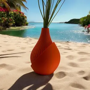 Elegant Ribbed Vase | Sleek Modern Design in Multiple Colors | Available in Sizes 7”, 8”, 9” | Perfect for Home or Office Decor - Yovi Vase