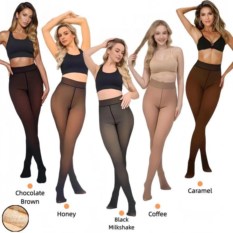 1-PACK/2-PACK/3-PACK Women's Thick Plush Fleece-Lined Sheer Tights - Chic, Smooth Spandex, Tummy Control, Fake Translucent Winter Warm Leggings