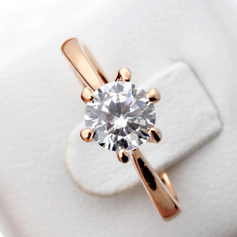 Female Korean Look Engagement Ring - Crystal Center Metal-Coated Wedding Band, Silver or Gold Tone Daily Wear Costume Jewelry, Metal Coating