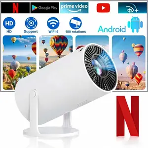 Mini Projector with WiFi 6 & Bluetooth 5.4 Portable 180° Rotatable Smart Proyector for Movie Home Outdoor Android Support