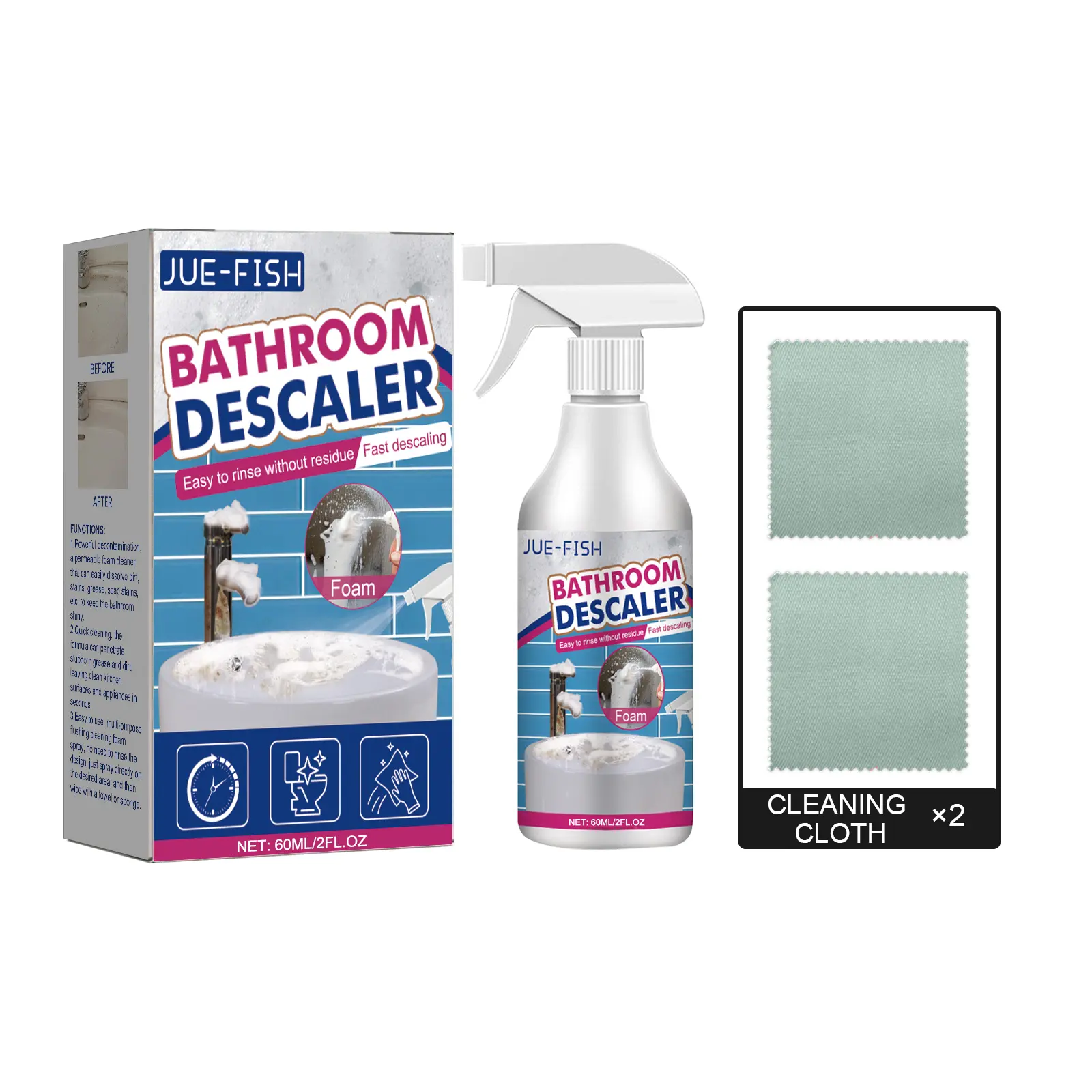 Bathroom Cleaner for Glass Shower Doors, Stainless Steel & Bathtub – Hard Water Stain & Soap Scum Remover, Streak-Free Shine