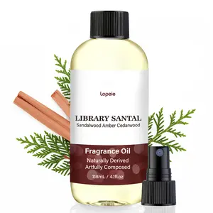 Lopeie Library Santal 100% Natural Sandalwood Amber Cedarwood Fragrance Oil  118mL/4.1fl.oz | Pet-Safe Aromatherapy Oil for Diffusers & DIY Projects