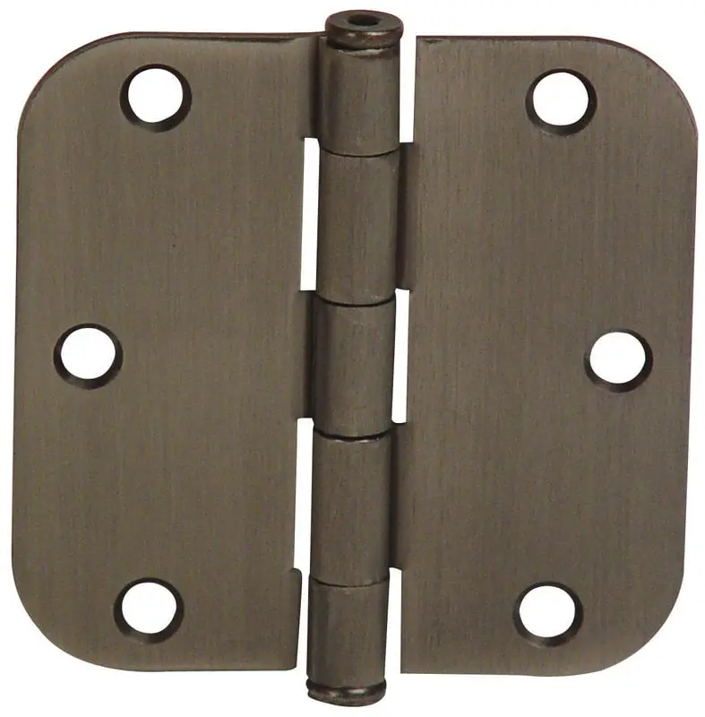 Emtek 91033US14 Plain Bearing Radius Door Hinges, 3.5 x 3.5 inches - 0.625 inch Radius Steel Residential Duty, Bright Nickel, Transitional Style, Wood Screws Included, Set of 2 for Residential Doors, Radius Hinge