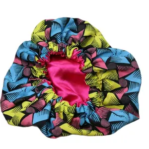 Soft Satin Bonnet for Kids - Protects Hair and Helps with Sleep - Afro Pattern - Shower Cap - Breathable Bonnet