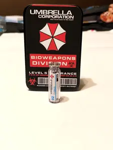 Resident Evil T-Virus Vial - 1.5in Mini Replica - Metal Storage Tin Included
