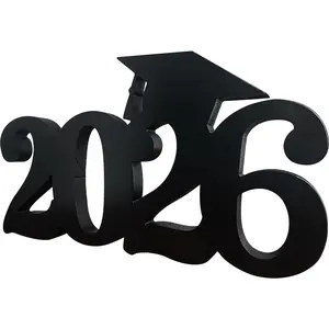 Graduation Decorations 2026 Wooden Table Decor,13x7inch Double Sided Hollowed-out Class of 2026 Black Graduation Centerpieces for Tables,Congrats Grad Party Decorations Indoor Outdoor