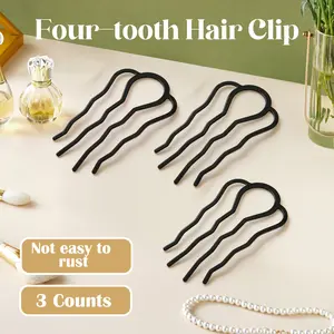 3 Counts four-tooth hair clips, Perfect for low updo, high updo, and French bun styles