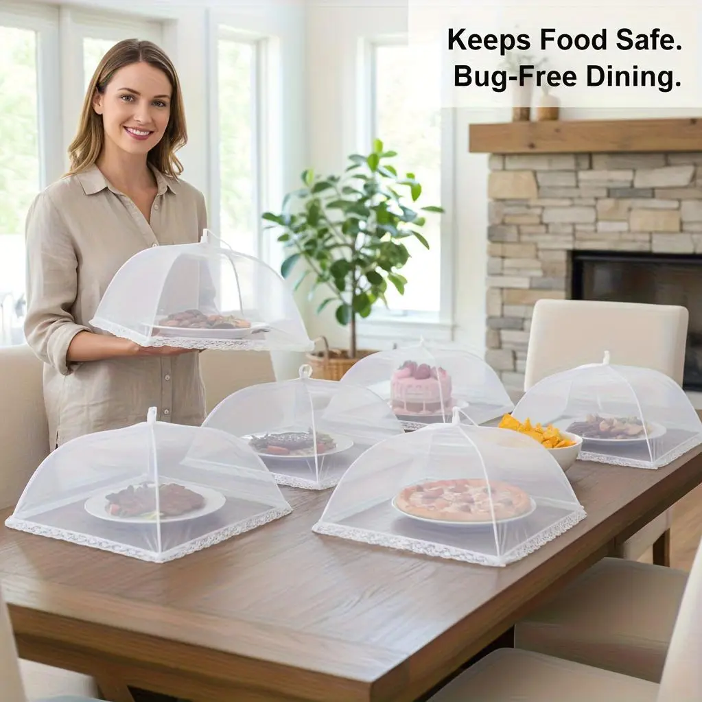 3 Sets of Large-Tall Pop-Up Mesh Food Covers - Kitchen Food Domes for Outdoor Gatherings, Picnics