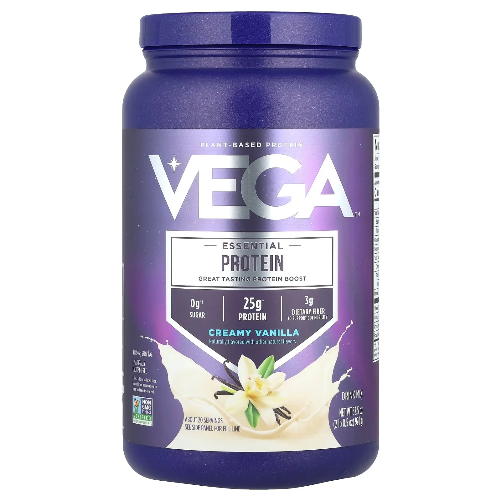 Vega Essential Plant-Based Protein, Creamy Vanilla, 2 lb 0.5 oz (920 g)