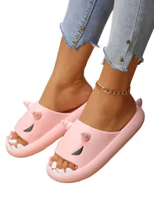 Cute Shark Sandals Unisex, 3.3cm Thick Sole Cloud Slip-Ons, Non-Slip Quick-Dry Shower Shoes, Summer Beach Footwear