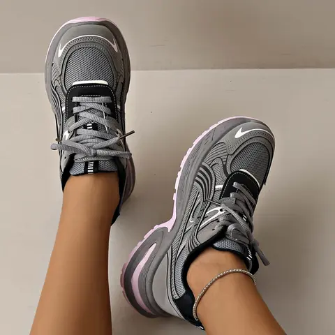 Women's Casual Breathable Mesh Sneakers, Thick Sole Height Increasing Dad Shoes, New Fashion Comfortable Outdoor Walking Shoes, Sportive Patchwork Sneakers, Sports Sneakers, Patchwork Design Sneakers, All Seasons Sneakers