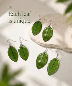 Handmade Natural Leaf Dangle Earrings For Women – Made with Real Genuine Natural Leaves Statement Jewelry Gifts