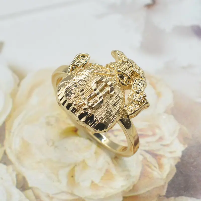 Men's Punk Style Money Bag Band Ring, Fashion Rings, Fashionable Good Luck Accessory for Daily Wear, Parties, Christmas Halloween Easter Gifts