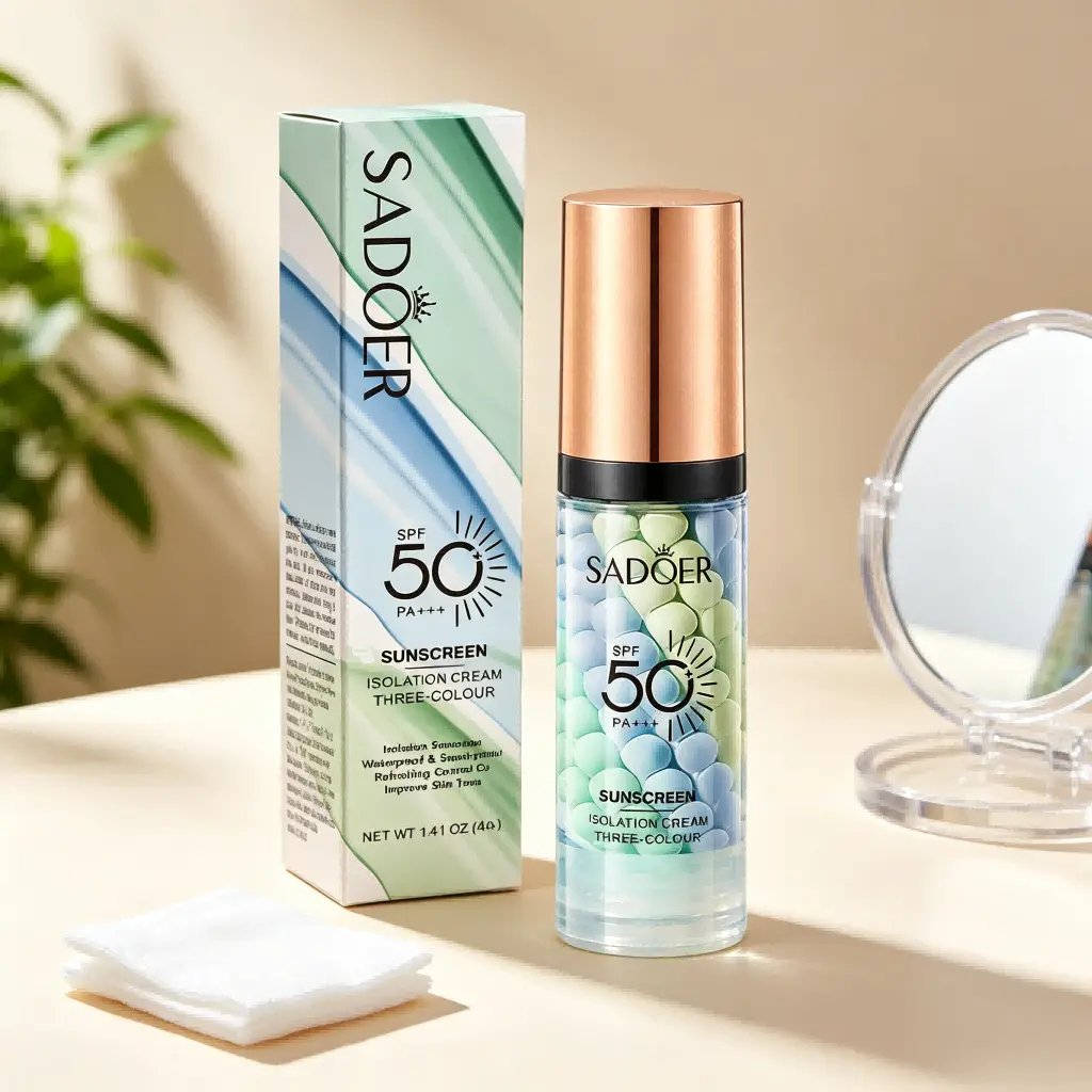 3-in-1 Alcohol-Free Facial Primer Serum - SPF 50 PA+ Tinted Sunscreen for Face, Moisturizing Hydrator, 1-Step Color Corrector, Youth-Boosting Oil Control Isolation Cream for Flawless Skin Tone Makeup Spring Glow Up Summer Vibes face primer