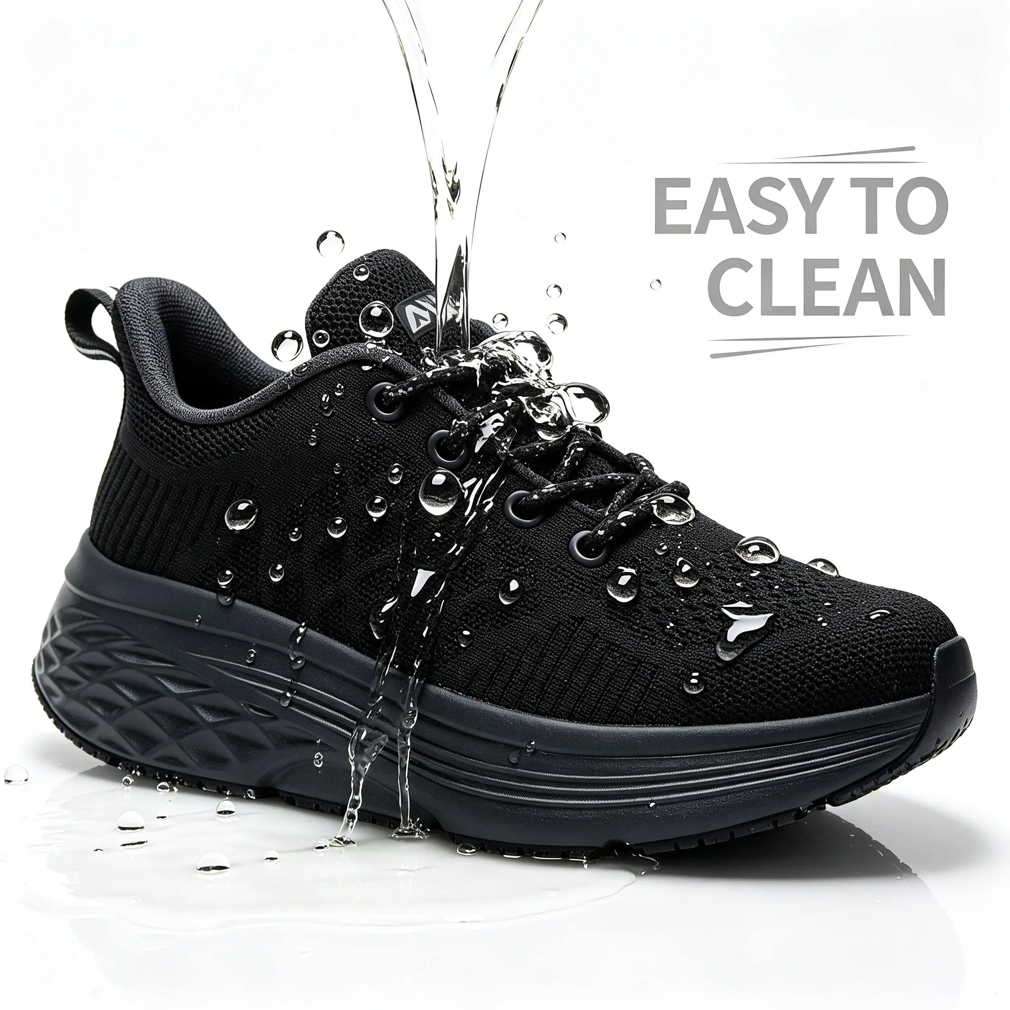 Women's Work & Safety Footwear - Non-Slip Rubber Sole, Stylish, Lightweight, Durable, Comfortable Breathable Fabric Lining, Minimalist Design, Lace-Up - Ideal for Chefs, Laces chef shoe winter
