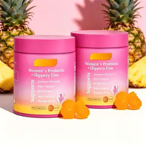 Hawaiian Pineapple Feminine Probiotic Balance Gummies - Daily Care Blend with Slippery Elm & Prebiotics for Long-term pH Harmony & Comfort, 60 Count Chewable Gummies