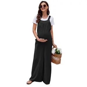 In-Stock Maternity Jumpsuit for Women – Non-Compressed Comfortable Fit, Casual Everyday Pregnant Overalls, Soft Lightweight 100% Polyester, Versatile Pregnancy Outfit for Daily Wear