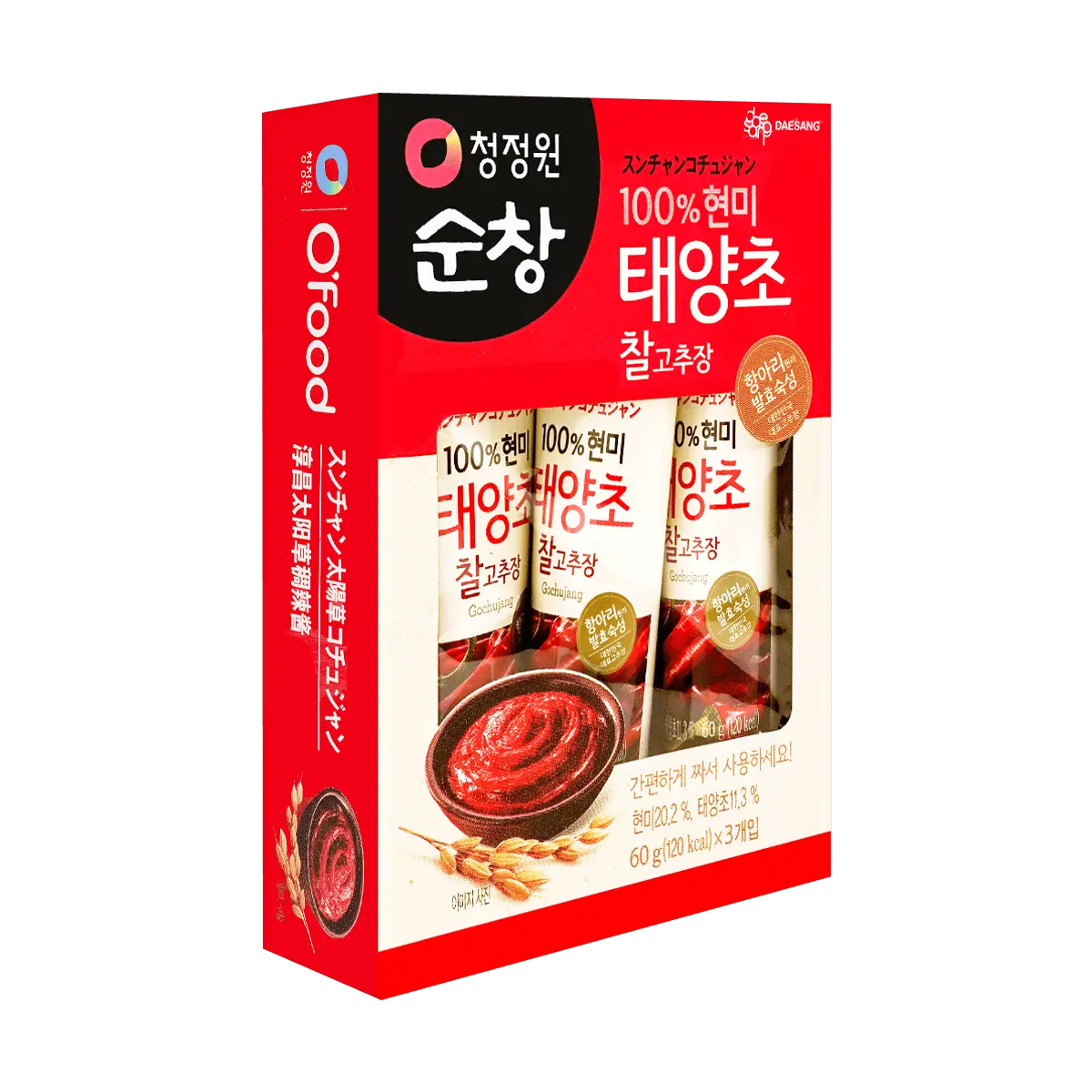 O'Food Spicy Korean Chili Paste, Gochujang, 3 Tubes* 2.11oz
