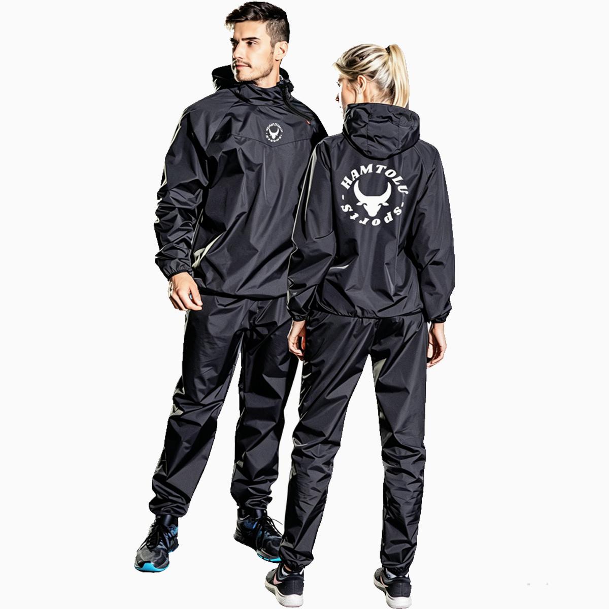 HAMTOLU Unisex Sauna Suit SportswearSweat SuitBoxing Exercise Jacket and PantsFitness Training ClothesOutdoorfun AthleticWorkout Women Men